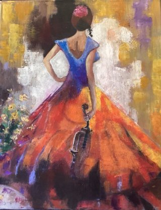 Pintura al óleo bailarina