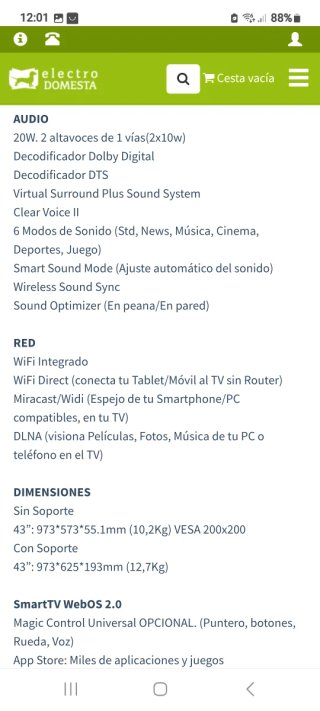 LG 43 Smart TV Bluetooth