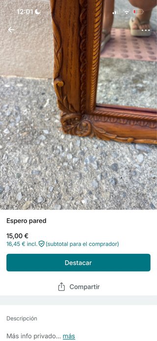 Espejo de pared madera tallada