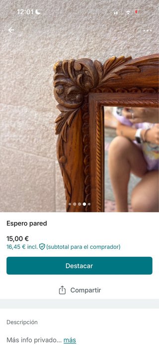 Espejo de pared madera tallada