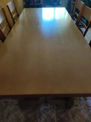 Mesa de comedor haya vaporizada, con 6 sillas
