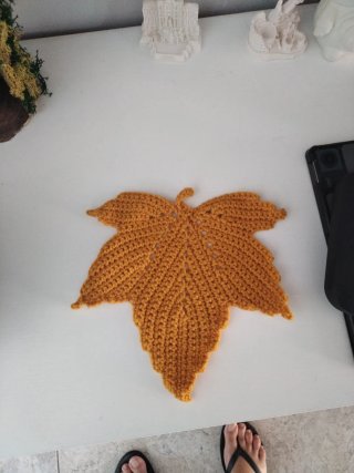 Hoja Otoño Crochet Naranja