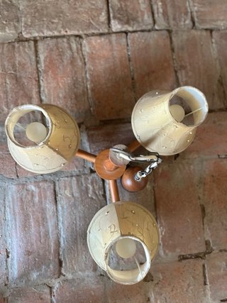 Lámpara de techo madera y tela