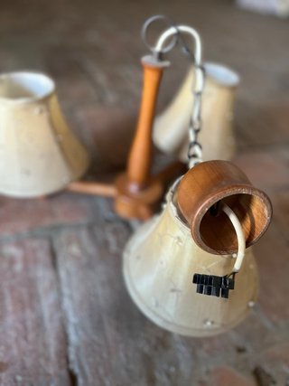 Lámpara de techo madera y tela