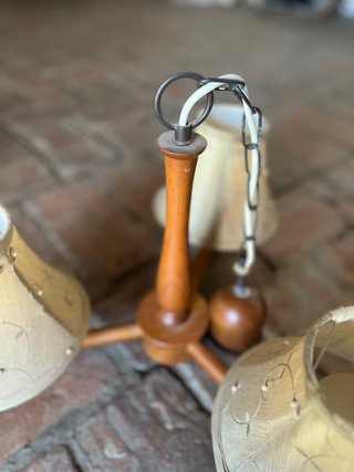 Lámpara de techo madera y tela