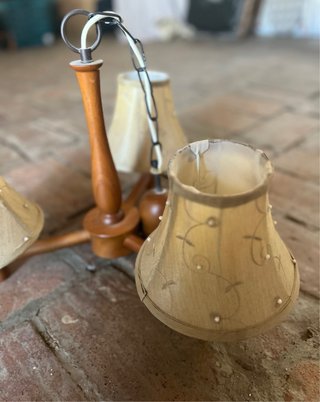Lámpara de techo madera y tela