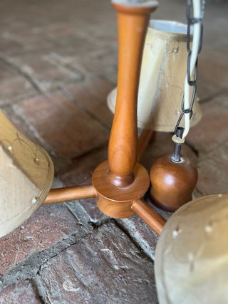 Lámpara de techo madera y tela