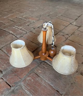Lámpara de techo madera y tela