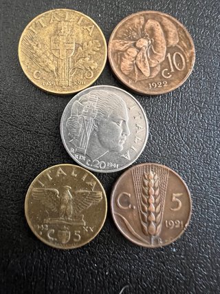 Lote 5 Monedas 🇮🇹 Italia Vittorio Emanuele III