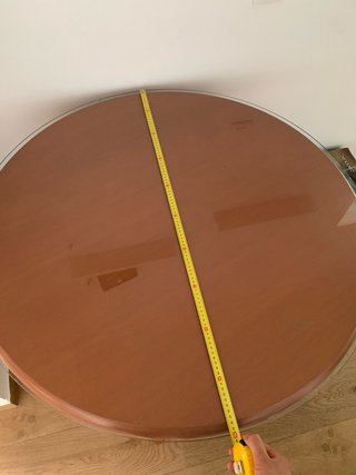 Mesa redonda madera con cristal