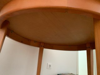 Mesa redonda madera con cristal