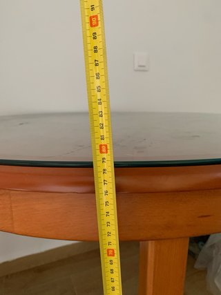 Mesa redonda madera con cristal