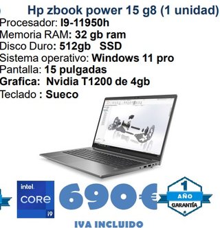 HP Zbook Power 15 G8 i9-11950h 32GB RAM
