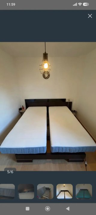 100€ una cama completa.  Colchón 90x200cm y somier