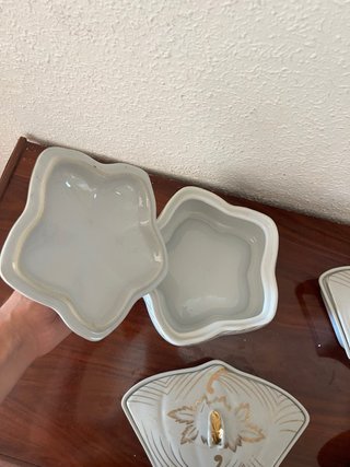Set 4 Cuencos Cerámica con Tapa Dorada