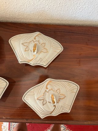 Set 4 Cuencos Cerámica con Tapa Dorada