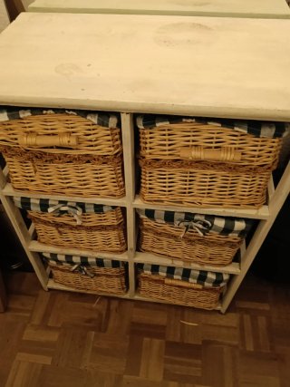 Aparador recibidor mimbre y madera