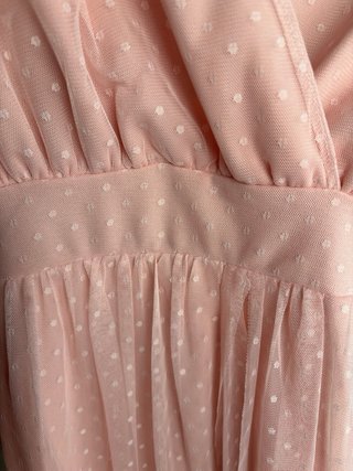 Vestido de fiesta rosa con topitos (Con etiqueta)