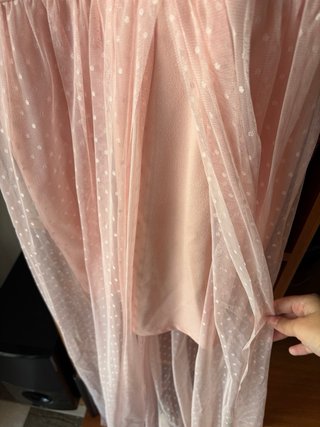 Vestido de fiesta rosa con topitos (Con etiqueta)