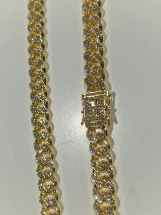 Cadena Cubana Dorada con Circonitas 60cm