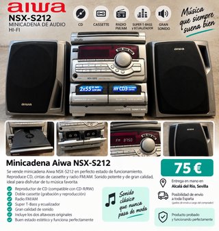 NEGOCIABLE Minicadena Aiwa NSXS212 CDCassetteRadio