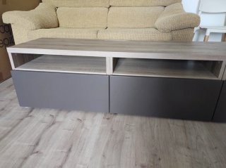 Mueble TV Bestå Nogal Tinte Gris 120x40x38