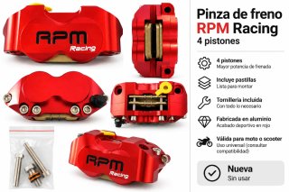 Pinza de freno RPM Racing 4 pistones Roja