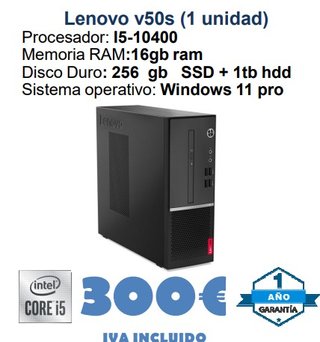 Lenovo v50s PC Intel i5 16GB RAM 256GB SSD+1TB HDD