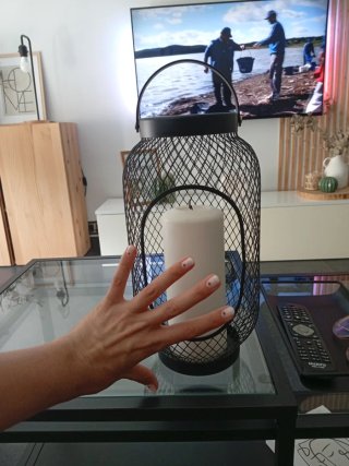 Farolillo negro con vela blanca