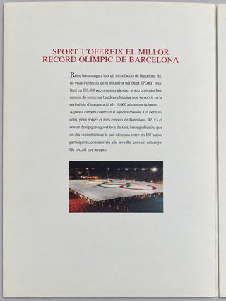 Barcelona 92 fragmento bandera olímpica certificad