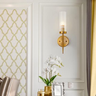 Lámpara de pared cristal dorada E14