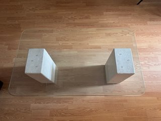 Mesa de centro cristal y piedra 100x65x47