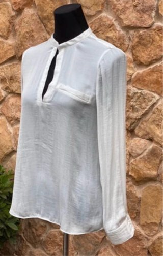 Blusa Zara Blanca Manga Larga