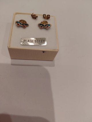 Pendientes Plata Ley Coche con esmalte