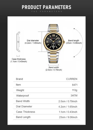 Reloj Curren Hombre Oro y Plata
