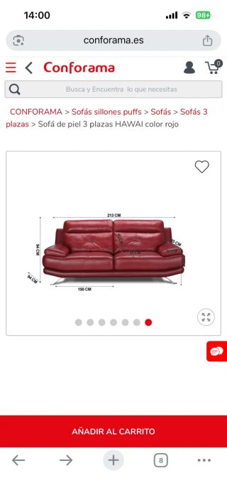 Sofá de piel rojo