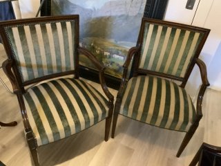 Pareja Sillas Brazos Vintage Terciopelo Madera