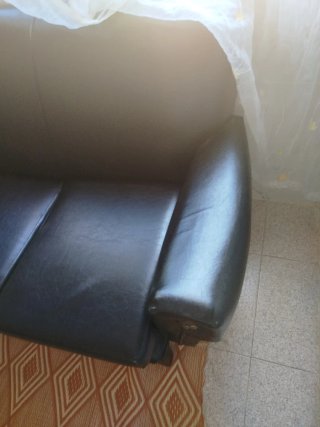 Sofá 3 Plazas Negro Piel