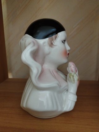 Statuetta ceramica clown con fiore