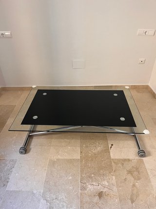 Mesa centro elevable cristal y metal