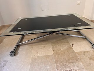 Mesa centro elevable cristal y metal