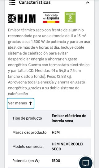 Emisor Térmico HJM NEVERCOLD Radiador Eléctrico