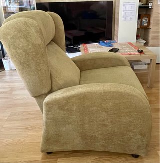 Sillón reclinable tela beige/verde