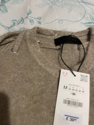 Jersey manga corta  Zara M Beige con Lazos