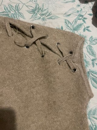 Jersey manga corta  Zara M Beige con Lazos
