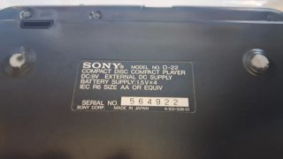 Discman Sony D-22 Negro