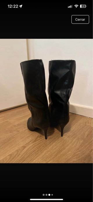 Botines de cuero negro Zara