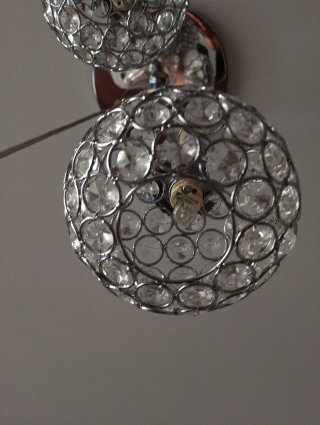Lámpara colgante de cristal y metal