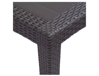 Mesa jardín plástico ratán marrón 79x79x72 cm