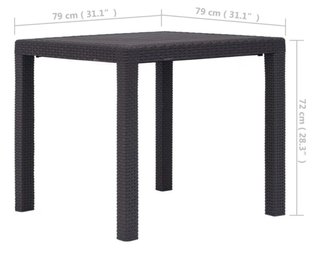 Mesa jardín plástico ratán marrón 79x79x72 cm